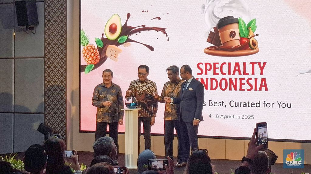 Wakil Menteri Perindustrian (Wamenperin) Faisol Riza di acara Business Matching dan Pameran Specialty Indonesia 2025, di Gedung Kemenperin, Senin (4/8/2025). (CNBC Indonesia/Ferry Sandi)