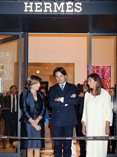 ROME, ITALY - OCTOBER 07:  (L-R) Ambassador of France to Italy Catherine Colonna, CEO of Hermes Axel Dumas and AD of Hermes Italie Francesca di Carrobbio attend the Hermes boutique opening on October 7, 2016 in Rome, Italy.  (Photo by Elisabetta A. Villa/Getty Images)