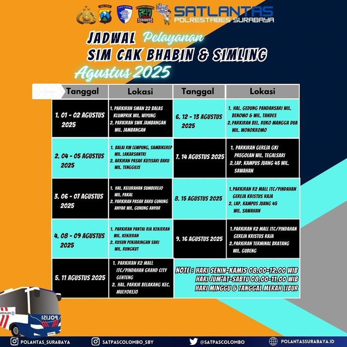 Jadwal Sim Keliling Agustus 2025