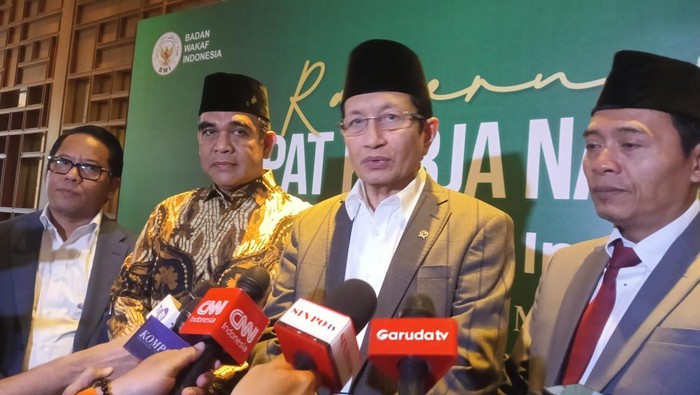 Menag Nasaruddin Umar dalam acara Rakernas BWI 2025, Selasa (5/8/2025)