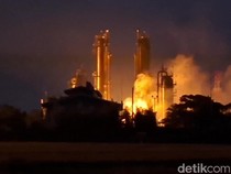 Potret Kobaran Api Susul Ledakan di Pertamina EP Subang