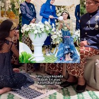 Prosesi siraman berjalan lancar. Namira berganti pakaian menggunakan bustier dan kain batik yang juga berwarna biru navy. Ayah kandung dan ibu sambungnya, serta Alya Rohali dan suami bergantian menyirami Namira. Foto: Instagram/@arohali