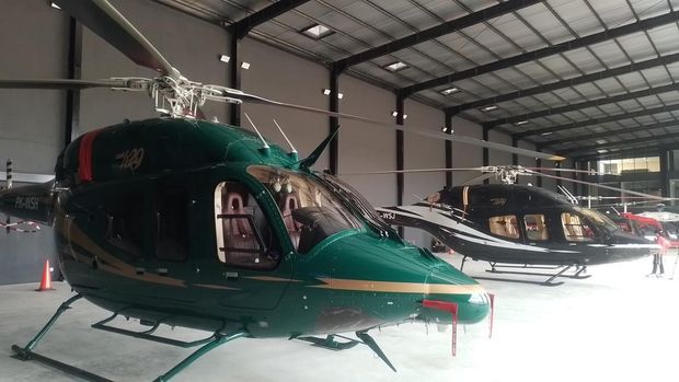 Konferensi pers Heli Expo Asia (HEXIA) di Cengkareng Heliport, Tangerang, Rabu (6/8/2025)