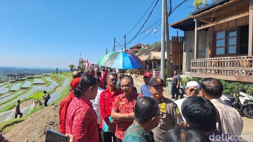 DPRD Tabanan melakukan kunjungan dan pemantauan pelaku usaha yang melanggar Perda di DTW Jatiluwih, Kecamatan Penebel, Tabanan, Rabu (6/8/2025).