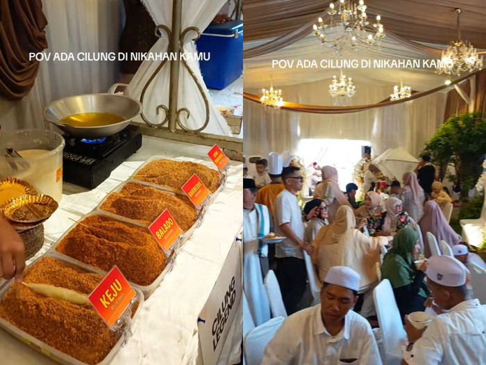 Pengantin menyediakan jajanan cilung untuk camilan acara resepsi mendadak jadi sorotan.. Postingan pernikahan yang berada di Jakarta Pusat itu tersebut langsung viral di media sosial.