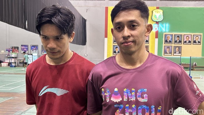 Muhamamd Rian Ardianto dan Yeremia Rambitan di Pelatnas PBSI, Cipayung.