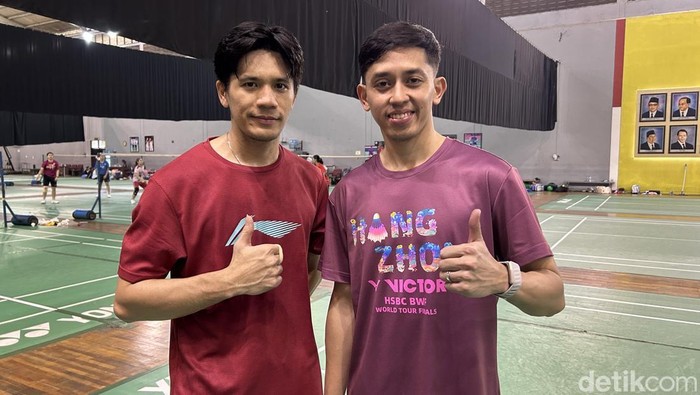 Muhamamd Rian Ardianto dan Yeremia Rambitan di Pelatnas PBSI, Cipayung.