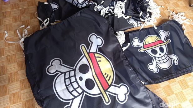 Bendera One Piece yang diproduksi Pusat Kain Printing ID di Congkrang, Muntilan, Kabupaten Magelang, Kamis (7/8/2025).
