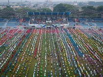 Cetak MURI! 10 Ribu Pelajar Tangerang Ikut Senam Indonesia Hebat