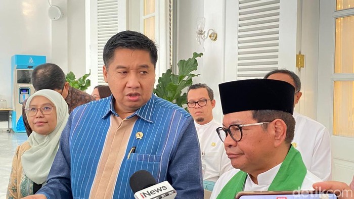 Gubernur DKI Jakarta Pramono Anung menerima kunjungan Menteri Perumahan dan Kawasan Permukiman Maruarar Sirait di Balai Kota Jakarta.