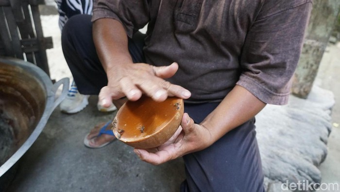 Pak Zakir memanen nira, pemanis alami dari pohon aren sebagai bahan baku gula aren, di Desa Apirai, Batulayar, Lombok Barat, NTB.