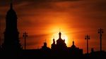 Panorama Senja Membalut Biara Kyiv-Pechersk Lavra