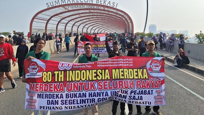 BEM PTNU Se-Nusantara memadati kawasan Car Free Day Summarecon, Bekasi, Minggu pagi (10/8/2025)