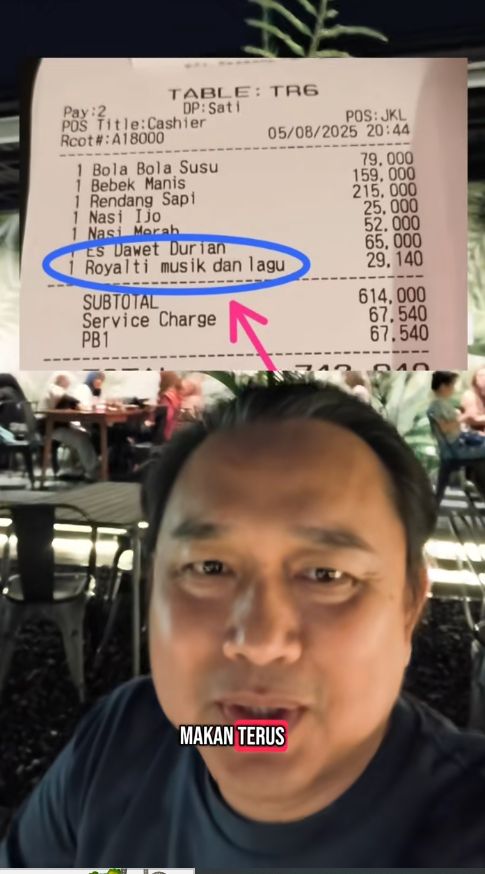 Viral Struk Makan di Resto Ada Biaya Royalti Musik Rp 29 Ribu.