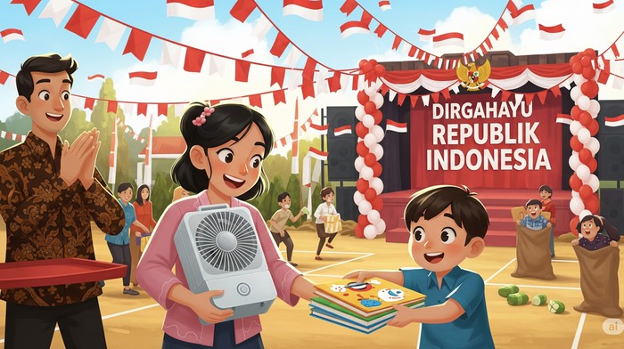 Ilustrasi hadiah lomba 17 Agustus (dibuat dengan AI)
