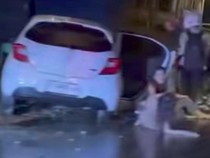 Penampakan Wanita Mabuk Terkapar di Jalanan Kendari Usai Kecelakaan Mobil