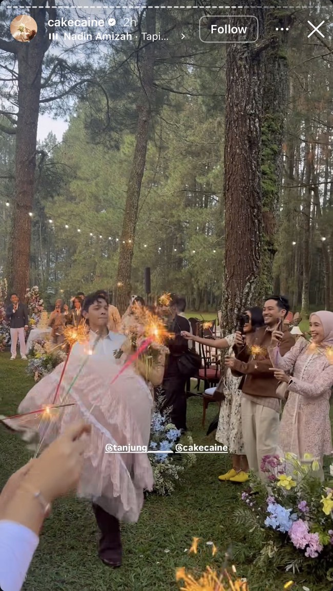 Pasangan baru ini juga memamerkan kemesraan mereka. Dalam unggahannya terlihat Faishal yang menggendong Nadin lalu keduanya berciuman setelahnya. Foto: Instagram/@cakecaine
