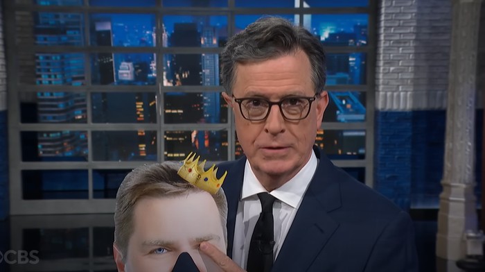Tangkapan layar episode The Late Show with Stephen Colbert.
