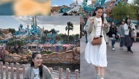 Momen Ayu Ting Ting liburan di Jepang juga tampak menarik perhatian. Ia dan keluarga mengunjungi Disneysea Tokyo, Jepang. Foto: Instagram/@ayutingting92