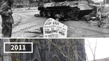 Köln Domplatte, Jerman, 1945 – 2011 Dari reruntuhan perang dunia kedua, kawasan ini kini hidup kembali dengan katedral megah di pusatnya. Foto: re.photos