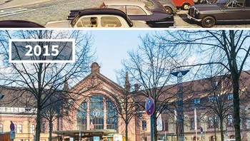 Stasiun Kereta Api Pusat Osnabrück #20, Jerman, 1965 – 2015 Modernisasi mengubah wajah stasiun ini, dari bangunan klasik menjadi pusat transportasi modern dengan area parkir sepeda yang luas.Foto: re.photos