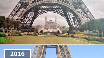 Menara Eiffel, Paris, Prancis, 1910 – 2016 Foto: re:photos