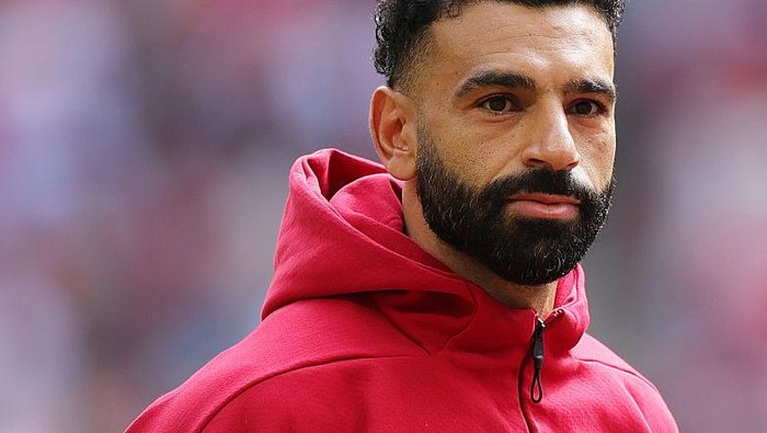 LONDON, ENGLAND - AUGUST 10: Mohamed Salah of Liverpool looks on prior to the 2025 FA Community Shield match between Crystal Palace and Liverpool at Wembley Stadium on August 10, 2025 in London, England. (Photo by Julian Finney/Getty Images)