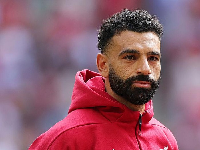 LONDON, ENGLAND - AUGUST 10: Mohamed Salah of Liverpool looks on prior to the 2025 FA Community Shield match between Crystal Palace and Liverpool at Wembley Stadium on August 10, 2025 in London, England. (Photo by Julian Finney/Getty Images)