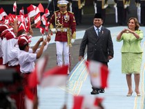 Momen Prabowo Sambut Presiden Peru di Istana Merdeka