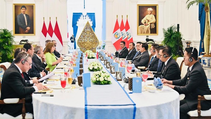 Presiden Prabowo menjamu Presiden Republik Peru Dina Ercilia Boluarte Zegarra dalam rangkaian pertemuan kenegaraan di Istana Merdeka, Jakarta.