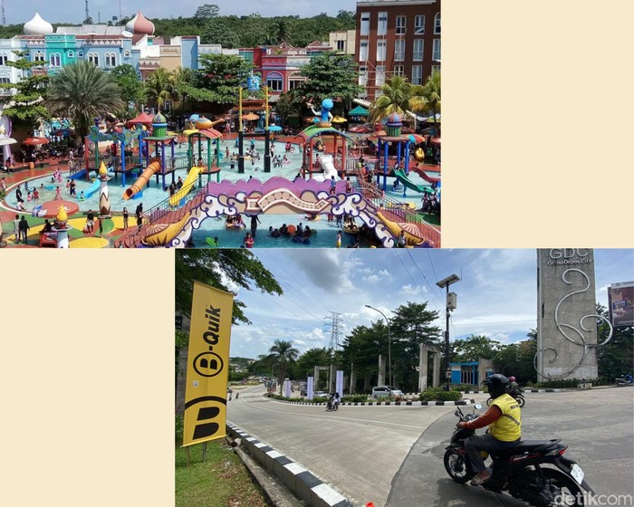 Depok Fantasi Waterpark (Aladin Waterpark) dulu dan kini Depok Fantasi Waterpark atau Aladin Waterpark dulu (atas) dan kini (bawah)