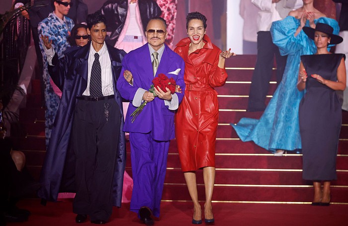 PARIS, FRANCE - JUNE 27: (EDITORIAL USE ONLY - For Non-Editorial use please seek approval from Fashion House) Fashion designer Willy Chavarria walks the runway at the end of the Willy Chavarria Menswear Spring/Summer 2026 show as part of Paris Fashion Week on June 27, 2025 in Paris, France. (Photo by Thierry Chesnot/Getty Images)
