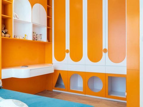 Ilustrasi kamar tidur warna orange