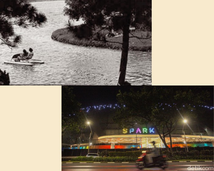 Taman Ria Senayan dulu dan kini Taman Ria Senayan dulu Iatas) dan kini (bawah)