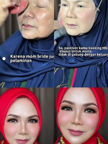 Makeup artist ini mengunggah transformasi makeup ibu pengantin yang bikin pangling.