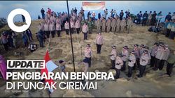 Video: Sambut HUT RI, Polda Jabar Kibarkan Merah Putih di Puncak Ciremai 