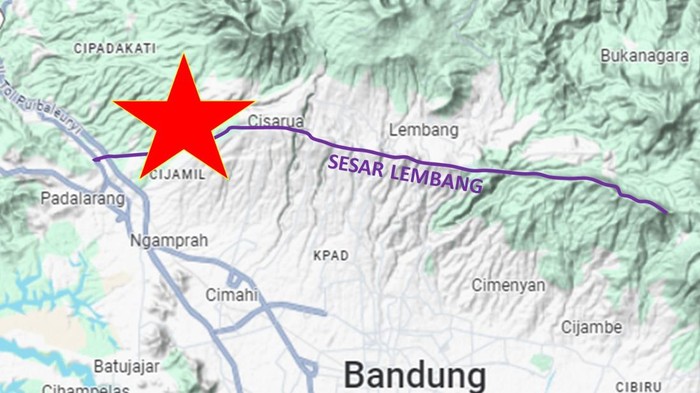 Gempa tektonik magnitudo (M) 1,8 terjadi di daerah Pasirlangu dan Jambudipa, Kecamatan Cisarua, Kabupaten Bandung Barat. BMKG meminta Sesar Lembang diwaspadai. (dok BMKG)
