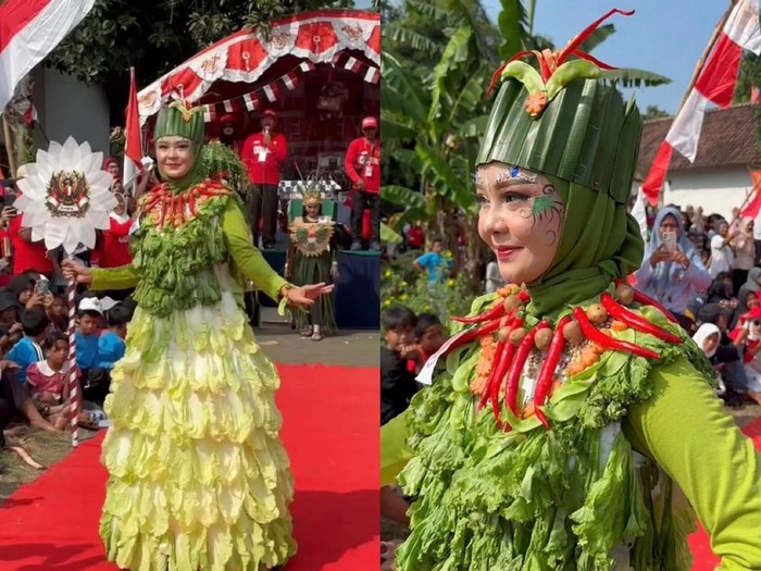 Ide lomba HUT RI, wanita ini mengikuti lomba fashion show dengan tema nuansa alam. Postingan tersebut langsung viral di media sosial.