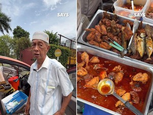 Keren! Kakek 76 Tahun Jualan Nasi Campur 10 Lauk di Mobil