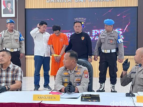 Rilis kasus pria bunuh pacar gelap di losmen yang digelar di Polresta Jogja, Kamis (14/8/2025).