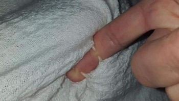 Taringnya keluar, nembus kain. Foto: weirdcatsbutok via Bored Panda