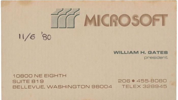 Kartu nama Bill Gates.