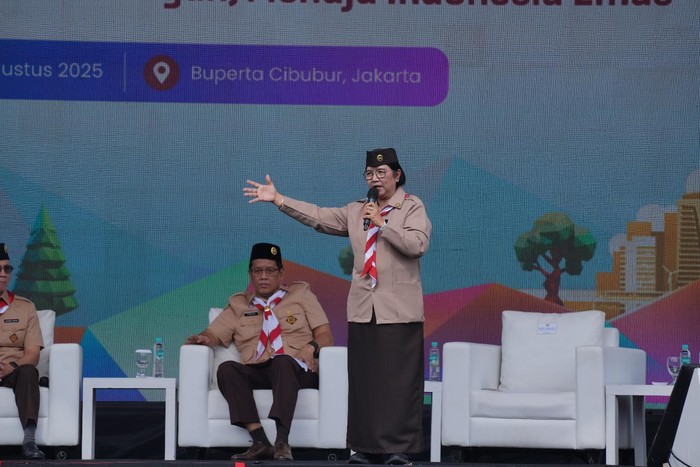 Foto: Deputi Gubernur Bank Indonesia, Destry Damayanti berbicara di acara LIKE IT di Cibubur, Jakarta Timur, Kamis (14/8/2025).
