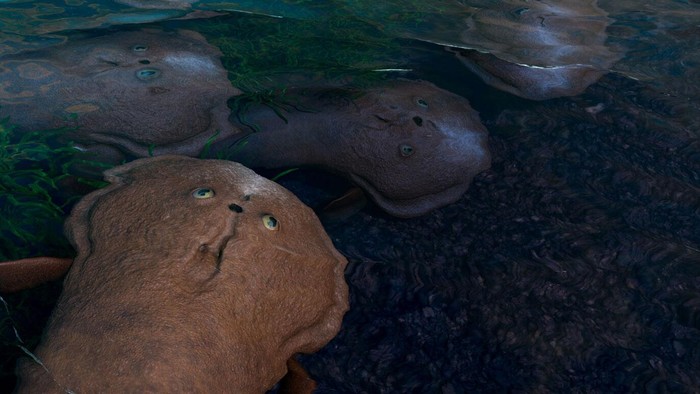 Ilustrasi ikan purba tanpa rahang dari 400 juta tahun lalu