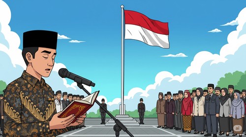 Ilustrasi pembacaan doa saat upacara (dibuat dengan AI)