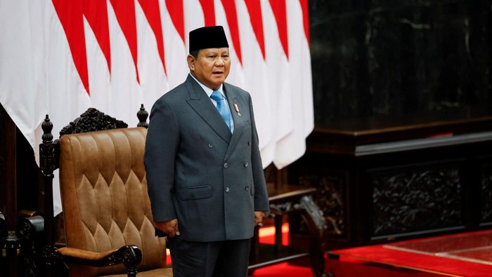 Indonesian President Prabowo Subianto stands onstage before he delivers his annual State of the Nation Address, ahead of the countrys Independence Day in Jakarta on August 15, 2025. (Photo by Ajeng Dinar Ulfiana / POOL / AFP)