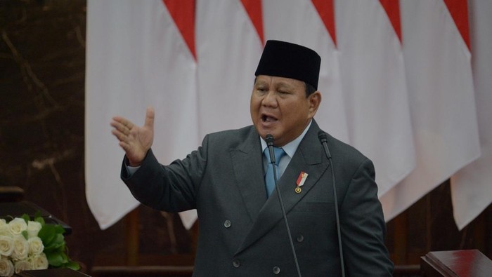 Presiden Prabowo Subianto dalam Pidato Kenegaraan di Sidang Tahunan MPR/DPR 2025 di Ruang Rapat Paripurna, Kompleks Parlemen, Senayan, Jumat (15/8/2025).