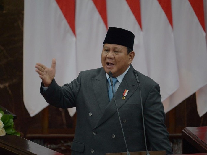 Presiden Prabowo Subianto dalam Pidato Kenegaraan di Sidang Tahunan MPR/DPR 2025 di Ruang Rapat Paripurna, Kompleks Parlemen, Senayan, Jumat (15/8/2025).