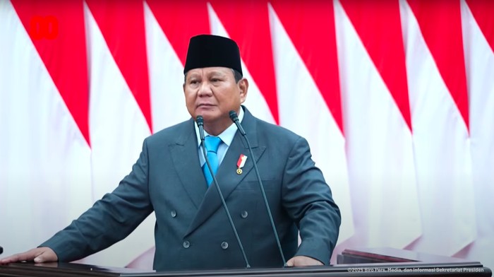 Presiden Prabowo Subianto mengatakan efisiensi keuangan yang berkeadilan merupakan salah satu amanat UUD 1945. (YouTube Setpres)