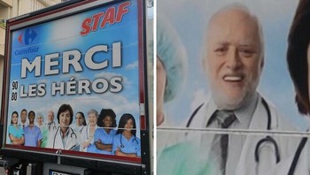 Di tengah ad campaign serius, eh ada wajah ini... Foto: imgur via Bored Panda